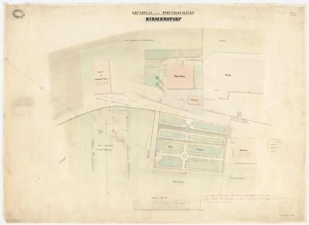 Birmensdorf: Pfrundlokalität mit Kirche und Pfarrhaus; Grundriss (Nr. 2)