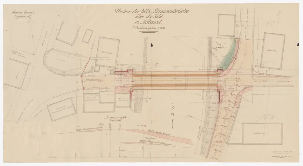 Adliswil: Umbau der gedeckten hölzernen Strassenbrücke über die Sihl; Situationsplan