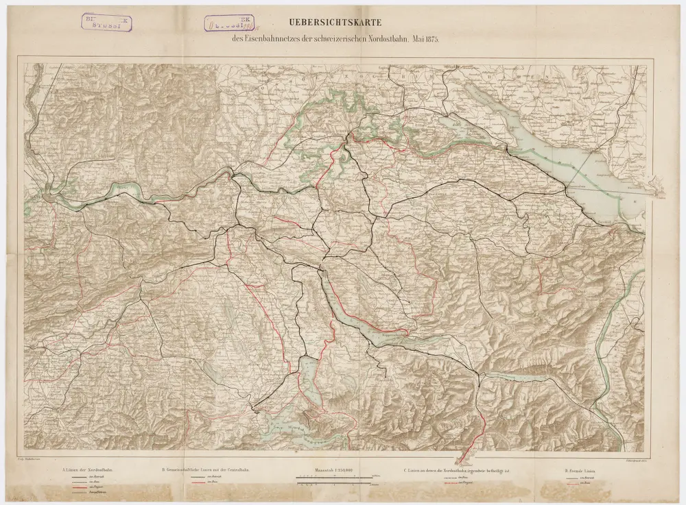 Eisenbahnnetz der Nordostbahn; Übersichtskarte