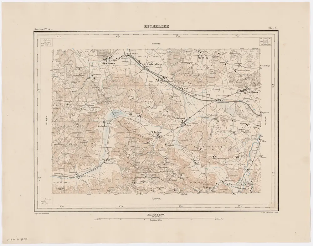 Topographischer Atlas der Schweiz (Siegfried-Karte): Den Kanton Zürich betreffende Blätter: Blatt 71: Bichelsee