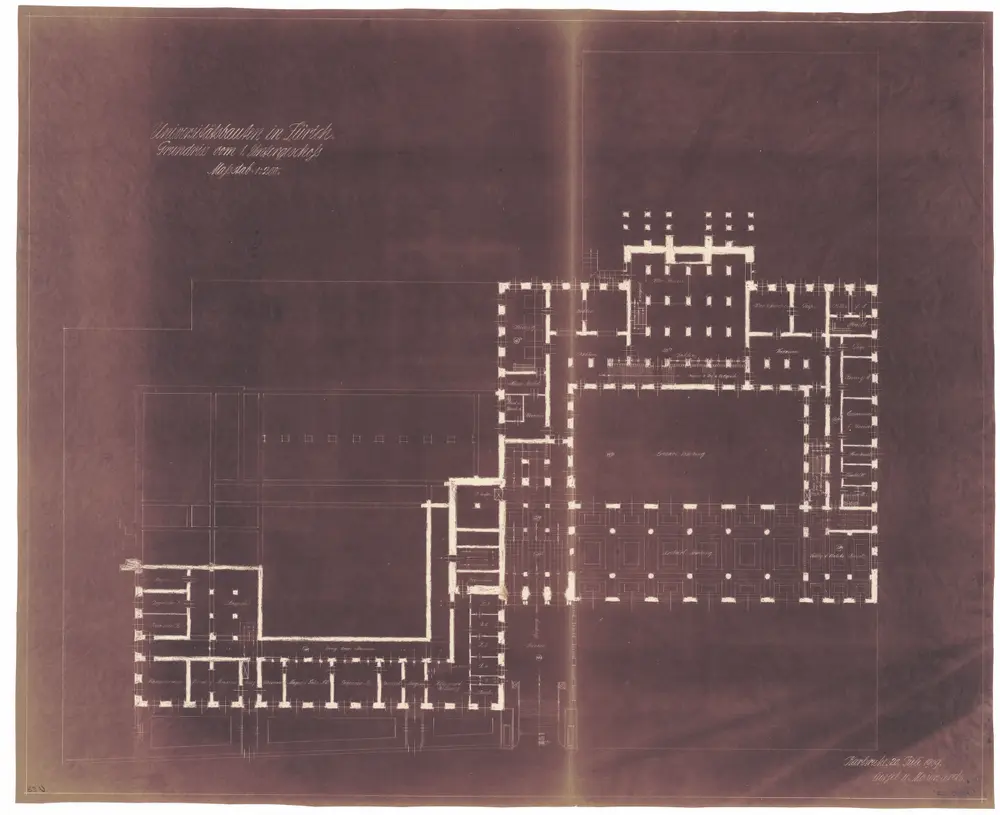 Universität Zürich: 1. Untergeschoss; Grundriss