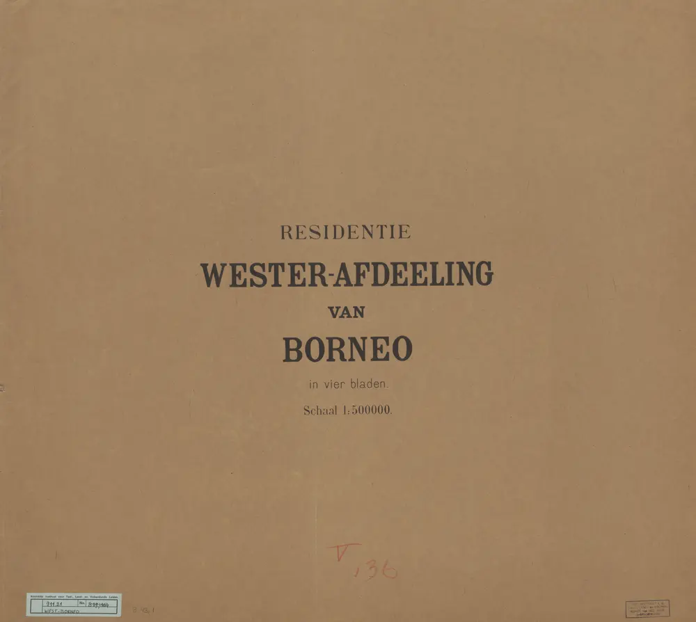 Kaart van de residentie Wester Afdeeling van Borneo / Opgenomen en in kaart gebracht in de jaren 1886 tot 1895 [door het] Topographisch Bureau