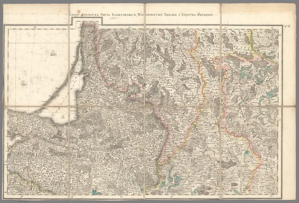 (Sheet 6) Carte de la Pologne divisée par Provinces et Palatinats et subdivisée par Districts. Construite d'après quantité d'arpentages d'observations et de mesures prises sur les lieux