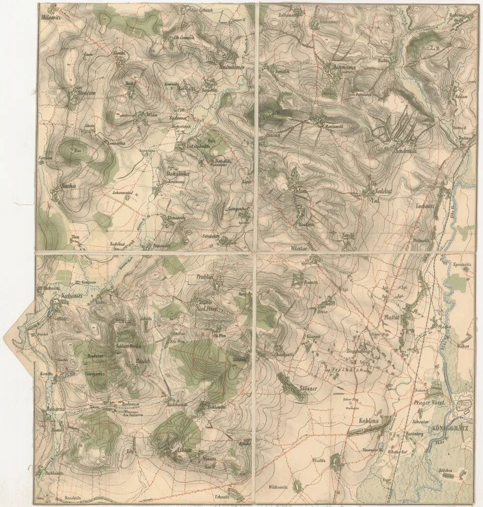 Plan des Schlachtfeldes von Königgrätz