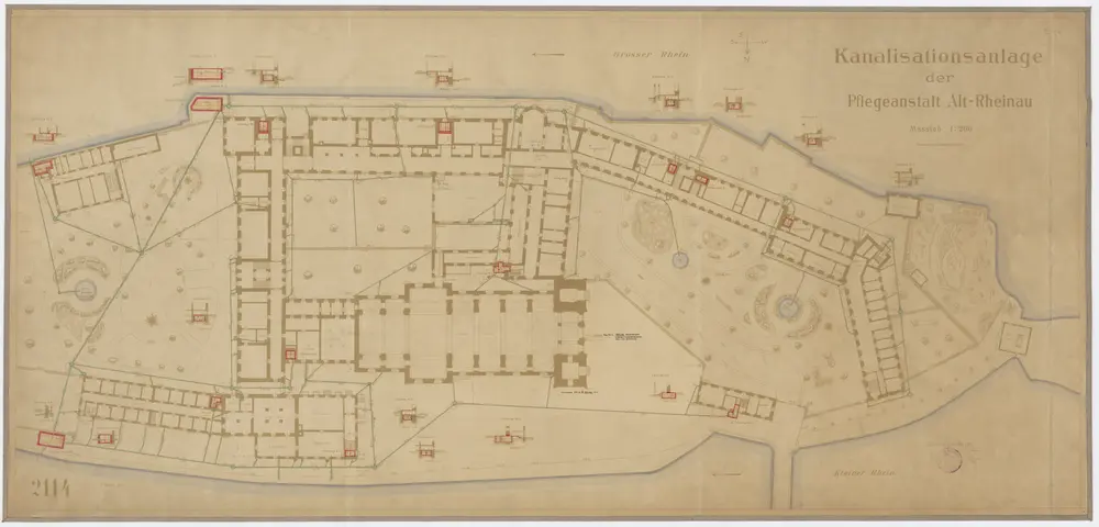 Pflegeanstalt Alt-Rheinau: Kanalisation; Situationsplan