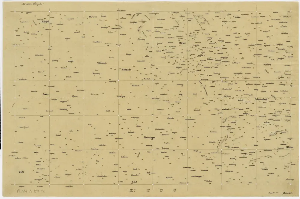 Vorlagen für die Topographische Karte des Kantons Zürich (Wild-Karte): Schrift-Pausen: Blatt XXX: Hirzel