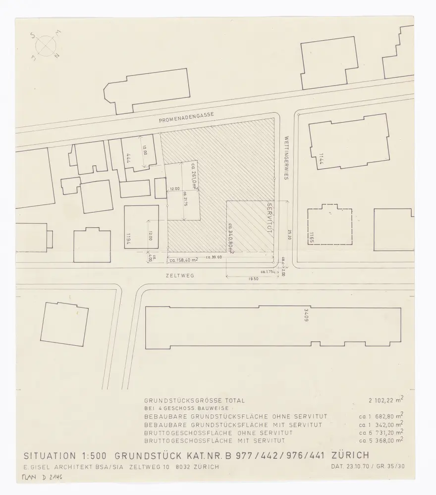 Staatsarchiv des Kantons Zürich, projektierter Neubau zwischen Zeltweg, Wettingerwies und Promenadengasse: Situationsplan