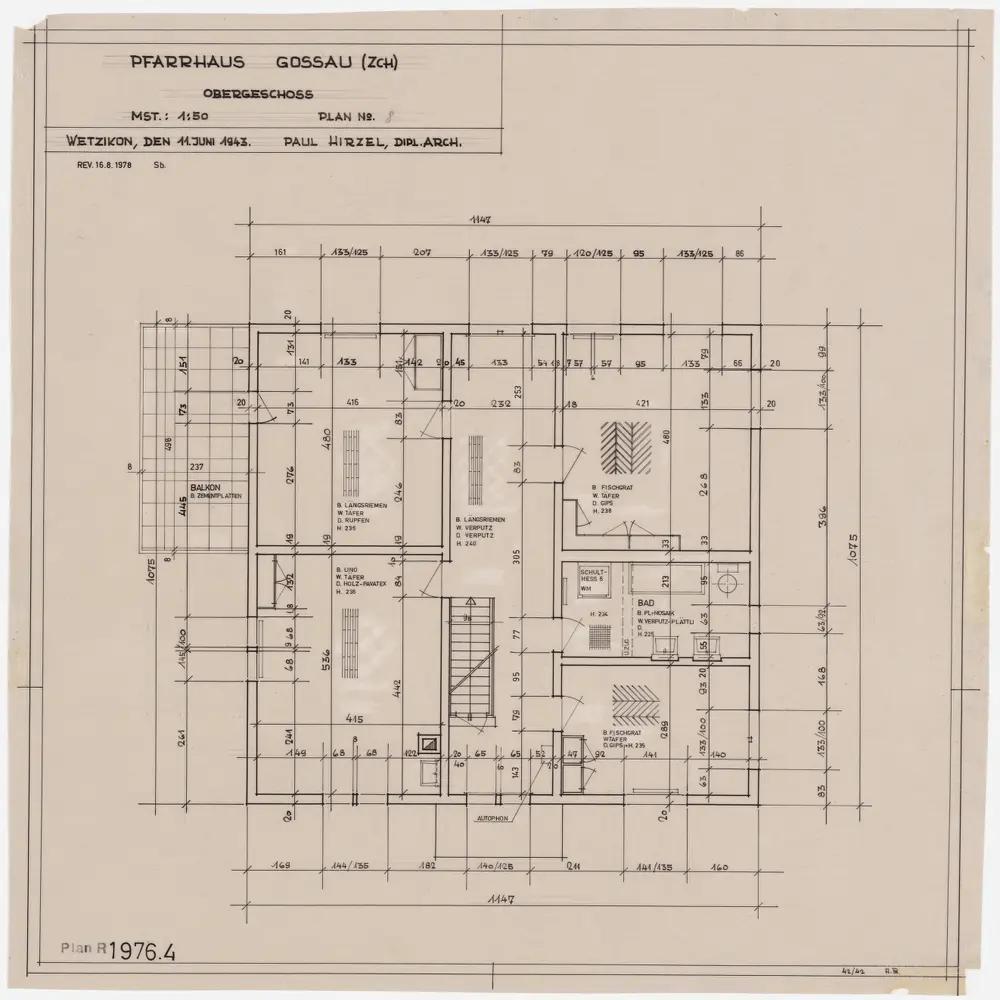 Gossau: Pfarrhaus: 1. Stock; Grundriss (Nr. 8)