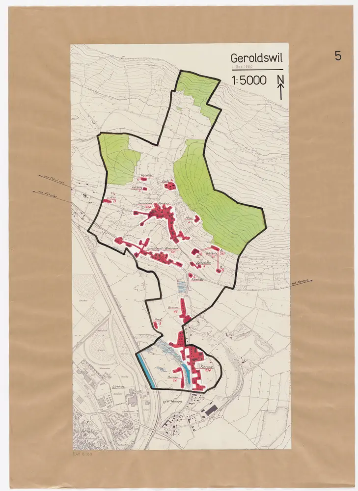 Geroldswil: Definition der Siedlungen für die eidgenössische Volkszählung am 01.12.1960; Siedlungskarte Nr. 5
