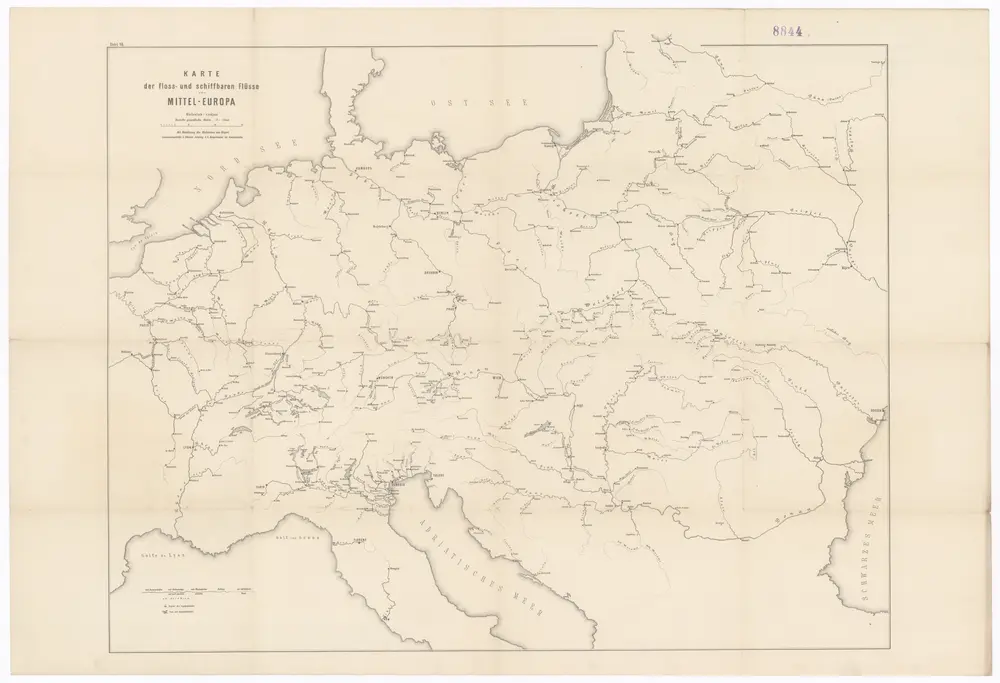 Karte der floss- und schiffbaren Flüsse von Mittel-Europa