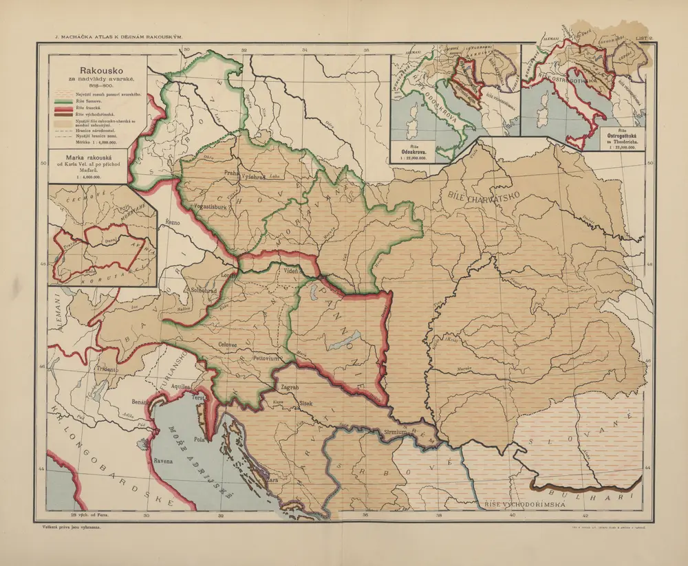 Atlas k dějinám rakouským: pro vyšší třídy škol středních a jiné toho řádu ústavy, mapa ze strany: [10],[11]