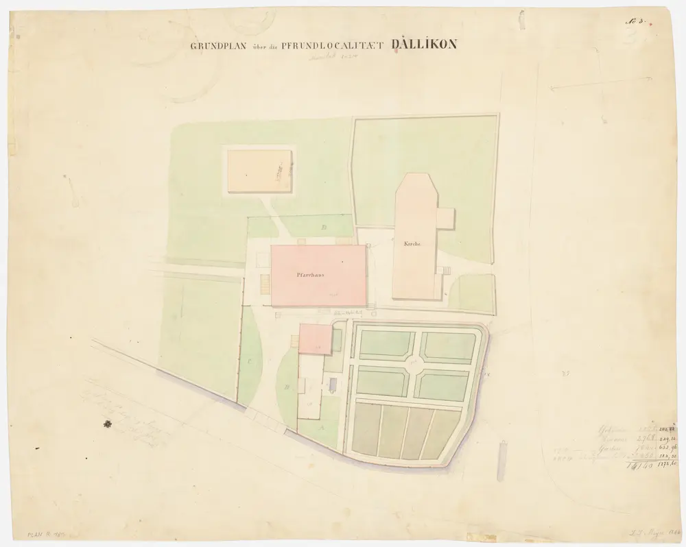 Dällikon: Pfrundlokalität mit Kirche und Pfarrhaus; Grundriss (Nr. 3)