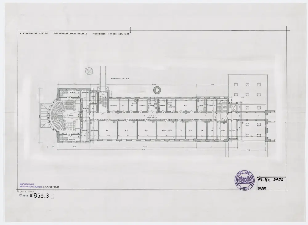 Zürich: Kantonsspital, Frauenklinik, Gynäkologische Abteilung; Grundrisse: 1. Stock