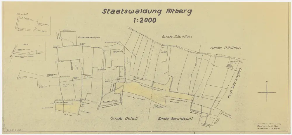 Weiningen, Geroldswil, Oetwil an der Limmat, Dänikon, Dällikon: Staatswaldungen: Oetwil an der Limmat, Dänikon, Dällikon, Weiningen: Altberg, Stotz (Im Stutz), Bick; Grundrisse