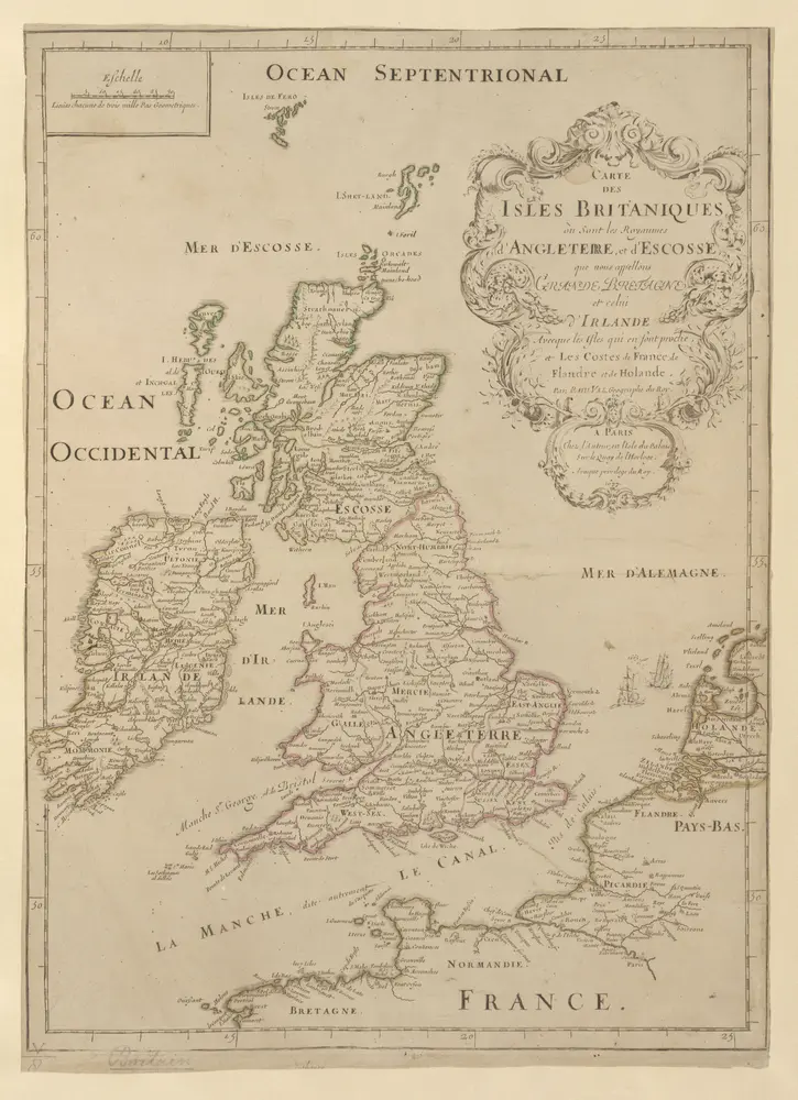 Carte des Isles Britaniques, où Sont les Royaumes d'Angleterre, et d'Ecosse ;