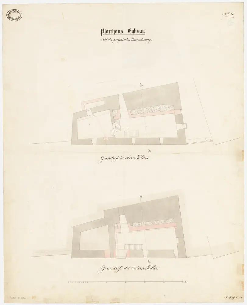 Eglisau: Pfarrhaus, projektierter Umbau, oberer und unterer Keller; Grundrisse (Nr. 10)