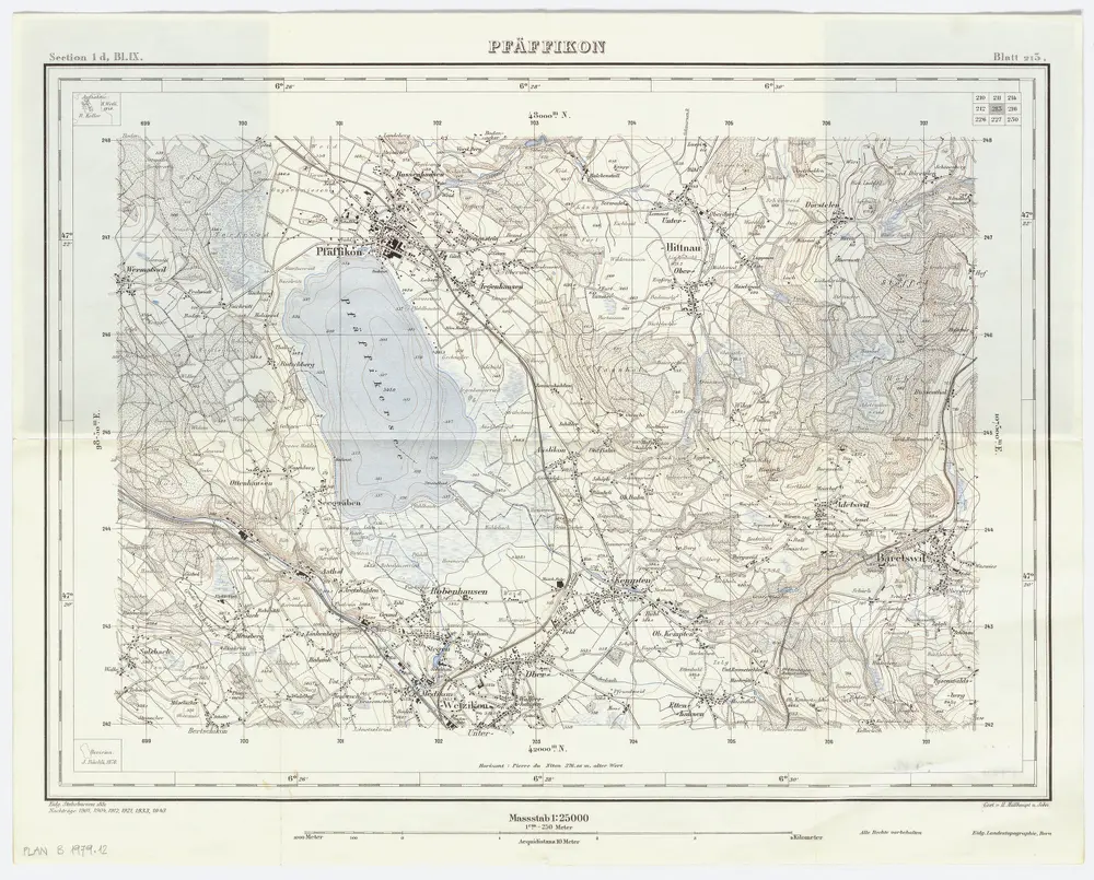 Topographischer Atlas der Schweiz (Siegfried-Karte): Blatt 213: Pfäffikon