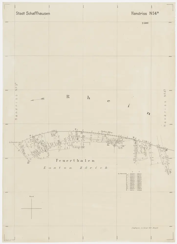 Grenze zwischen den Kantonen Zürich und Schaffhausen beim Rhein von Neuhausen SH bis Büsingen (Deutschland): Grundriss (Nr. 4 a, Punkte 15-18.2)