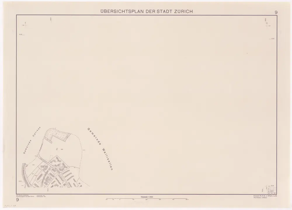 Übersichtsplan der Stadt Zürich in 57 Blättern, Blatt 9: Teil von Oerlikon bei der Grenze zu Opfikon und Wallisellen