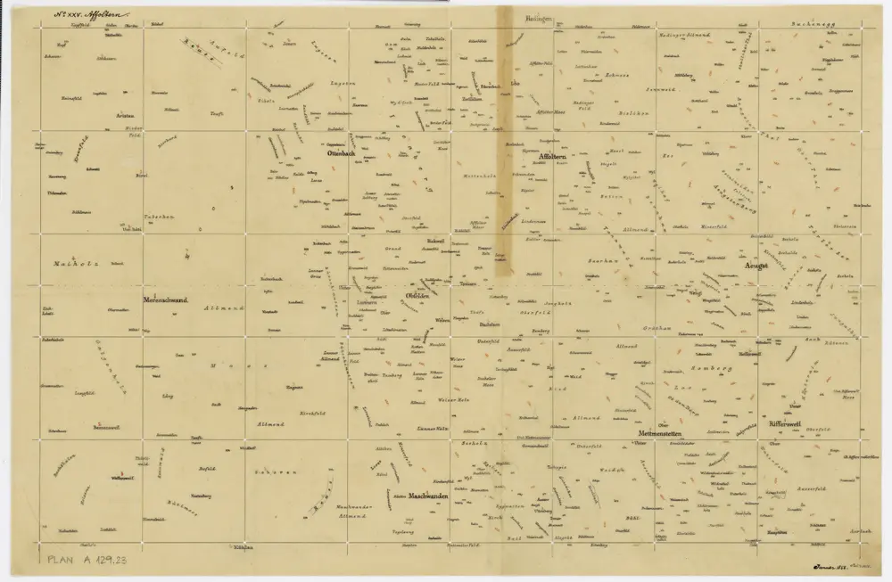 Vorlagen für die Topographische Karte des Kantons Zürich (Wild-Karte): Schrift-Pausen: Blatt XXV: Affoltern am Albis