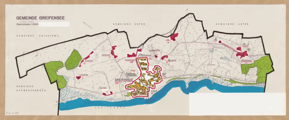 Greifensee: Definition der Siedlungen für die eidgenössische Volkszählung am 01.12.1960; Siedlungskarte Nr. 64