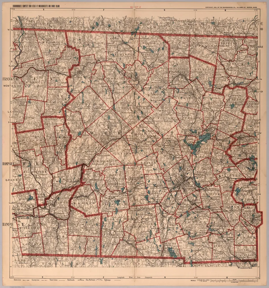 Sheet 2.  Scarborough's Complete Road Atlas of Massachusetts and Rhode Island.