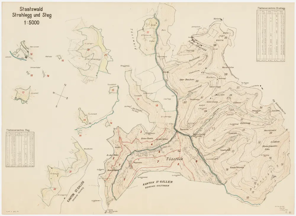 Fischenthal, Goldingen SG: Waldungen: Fischenthal: Staatswaldungen Stralegg (Strahlegg), Steg; Grundriss