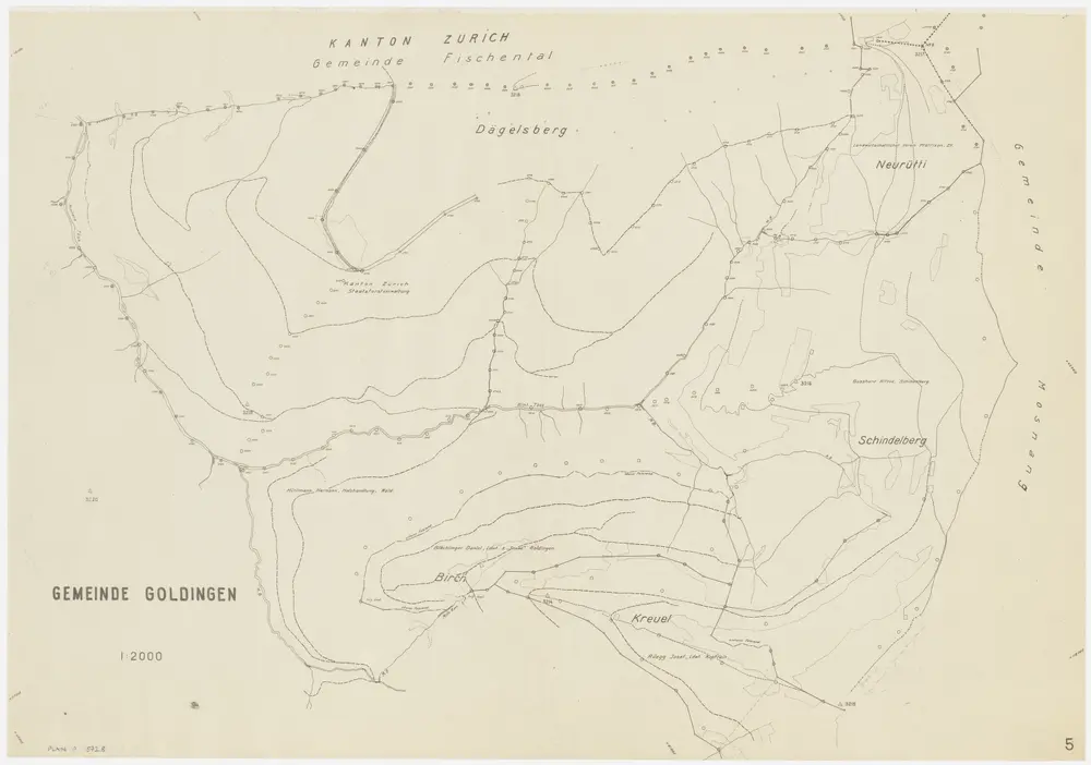 Fischenthal, Goldingen SG: Waldungen: Goldingen SG: Dägelsberg, Birch, Chreuel, Schindelberg, Neurüti; Grundriss (Blatt 5)