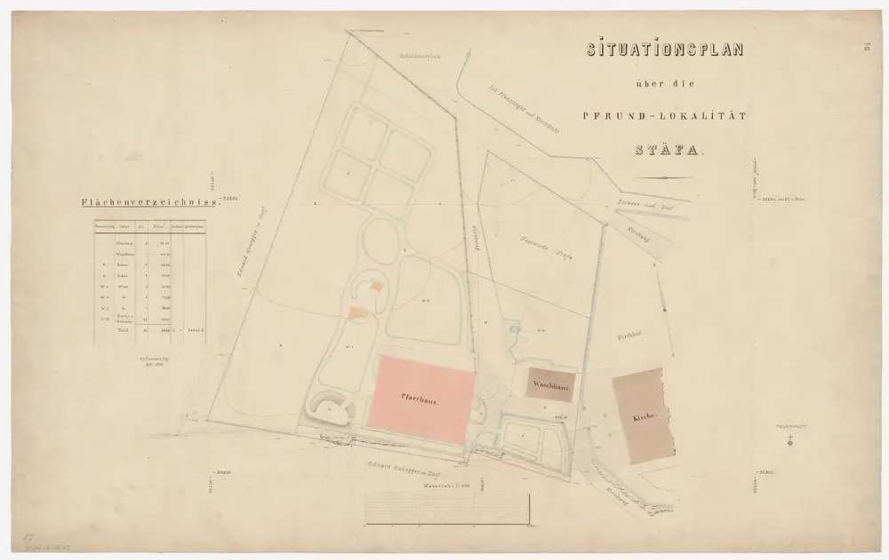 Stäfa: Pfrundlokalität mit Pfarrhaus und Umgebung; Grundriss