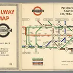 Railway Map.  London Underground Transport.  Interchange Stations Central Area.