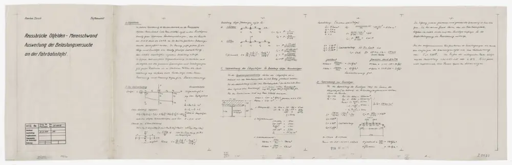 Obfelden, Merenschwand AG: Brücke über die Reuss; Auswertung der Belastungsversuche an der Fahrbahntafel