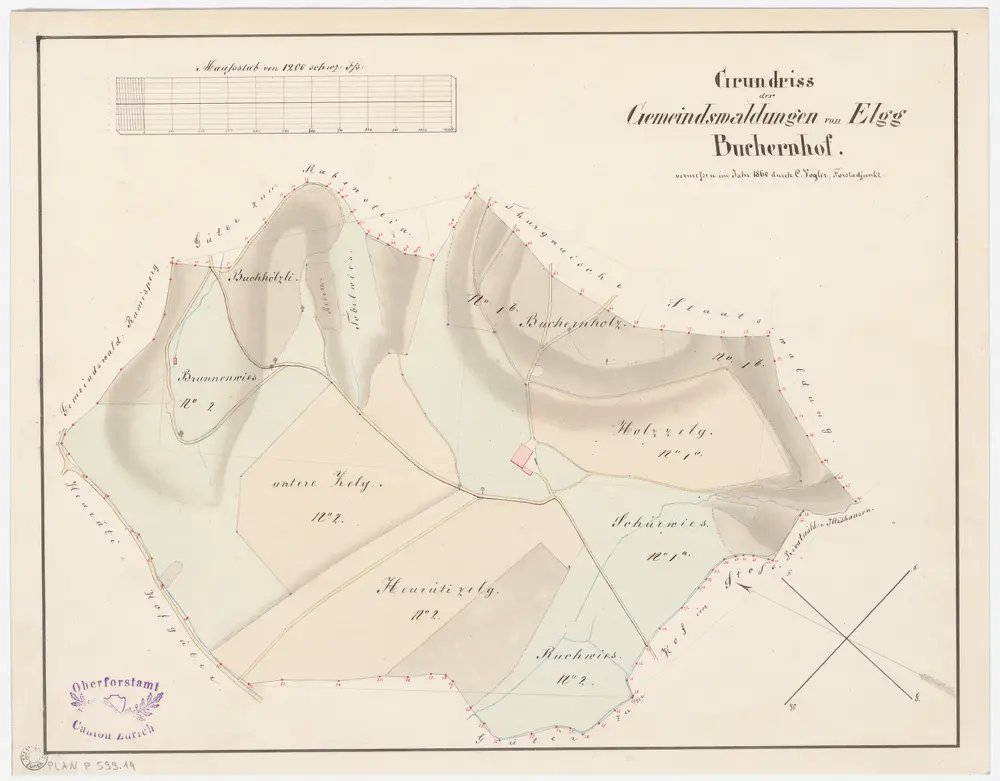 Elgg: Gemeindewaldung: Buechernhof; Grundriss