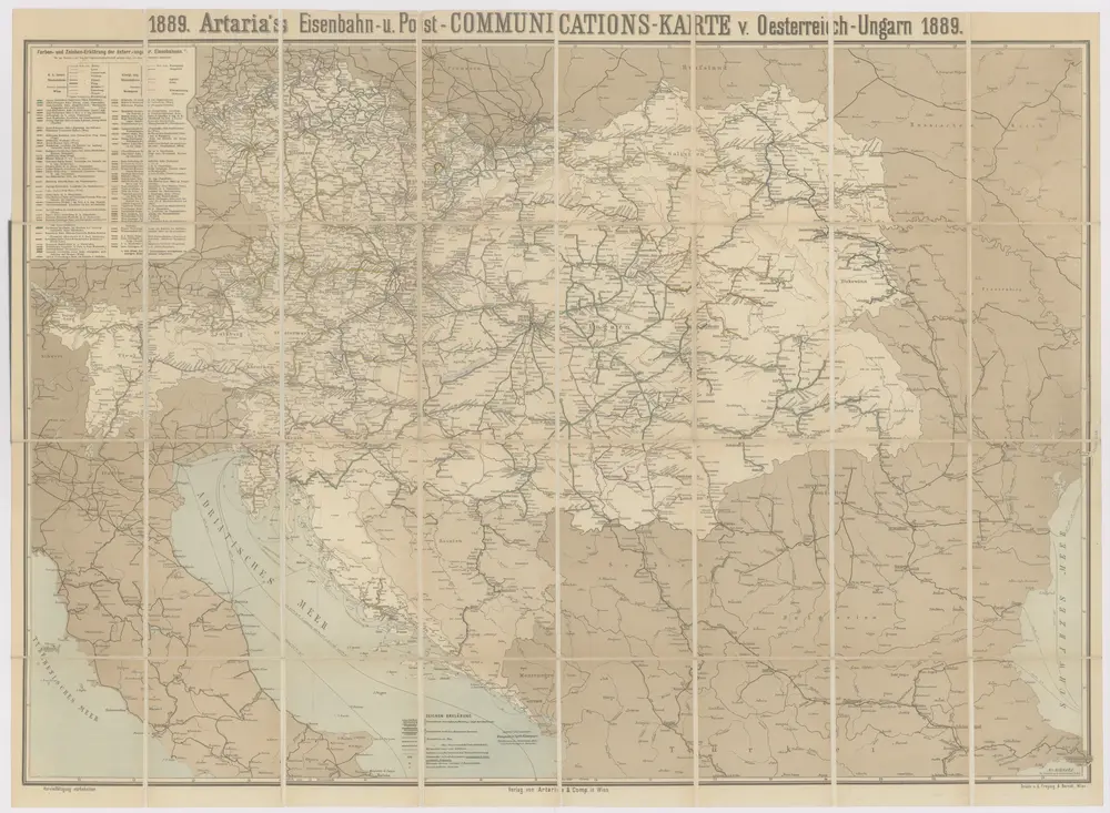 Artaria's Eisenbahn- u. Post-Communications-Karte v. Oesterreich-Ungarn