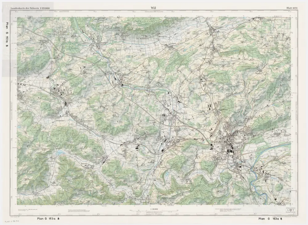 Landeskarte der Schweiz 1 : 25000: Den Kanton Zürich betreffende Blätter: Blatt 1073: Wil SG