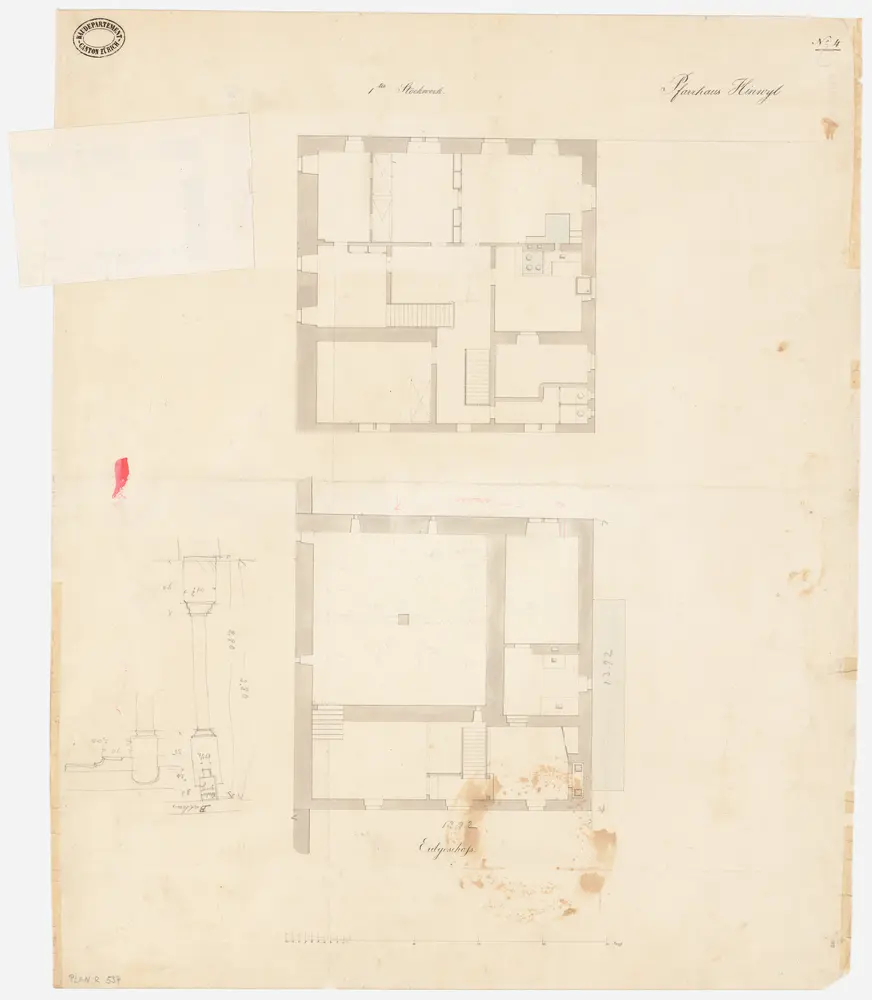 Hinwil: Pfarrhaus, Erdgeschoss und 1. Stock; Grundrisse (Nr. 4)