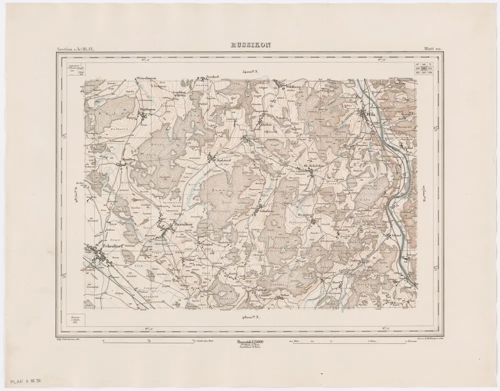 Topographischer Atlas der Schweiz (Siegfried-Karte): Den Kanton Zürich betreffende Blätter: Blatt 211: Russikon