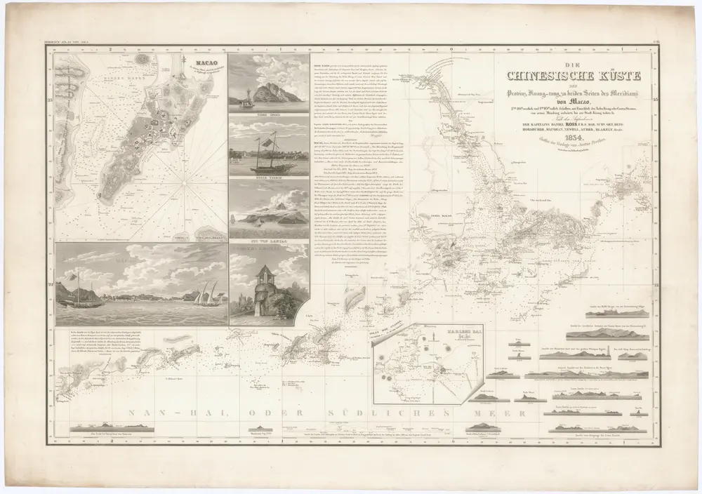 DIE CHINESISCHE KÜSTE DER Provinz Kuang-tung, zu beiden Seiten des Meridians von Macao