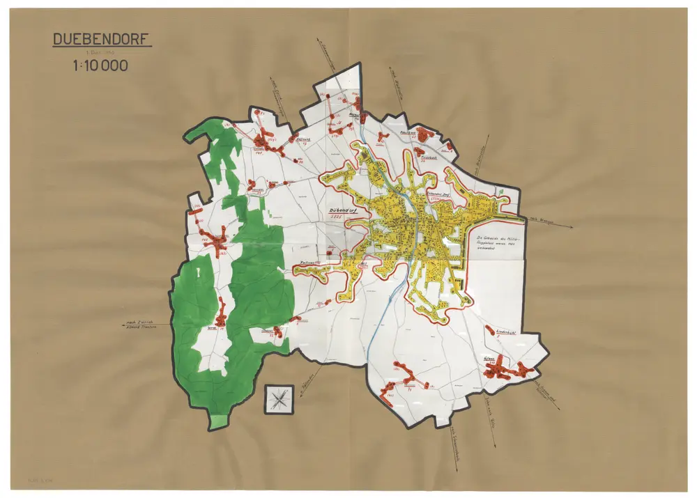 Dübendorf: Definition der Siedlungen für die eidgenössische Volkszählung am 01.12.1950; Siedlungskarte