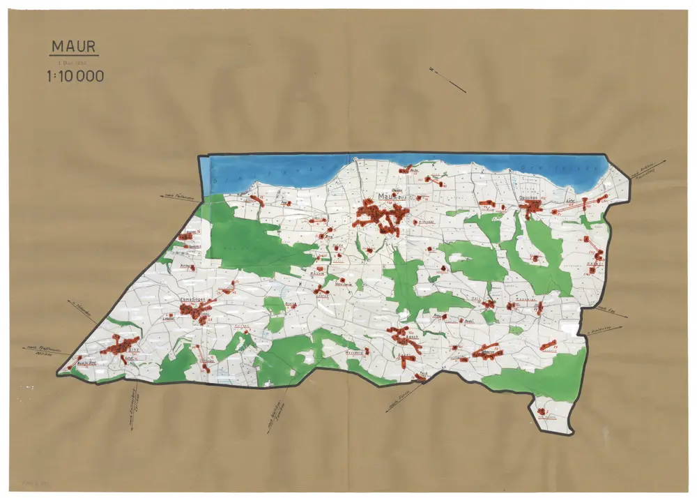 Maur: Definition der Siedlungen für die eidgenössische Volkszählung am 01.12.1950; Siedlungskarte