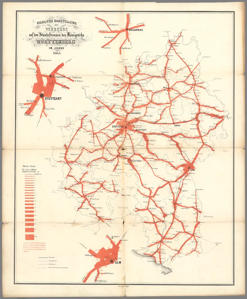 Bildliche Darstellung des Verkehrs auf den Staatsstrassen des Königreichs Württemberg im Jahre 1863.