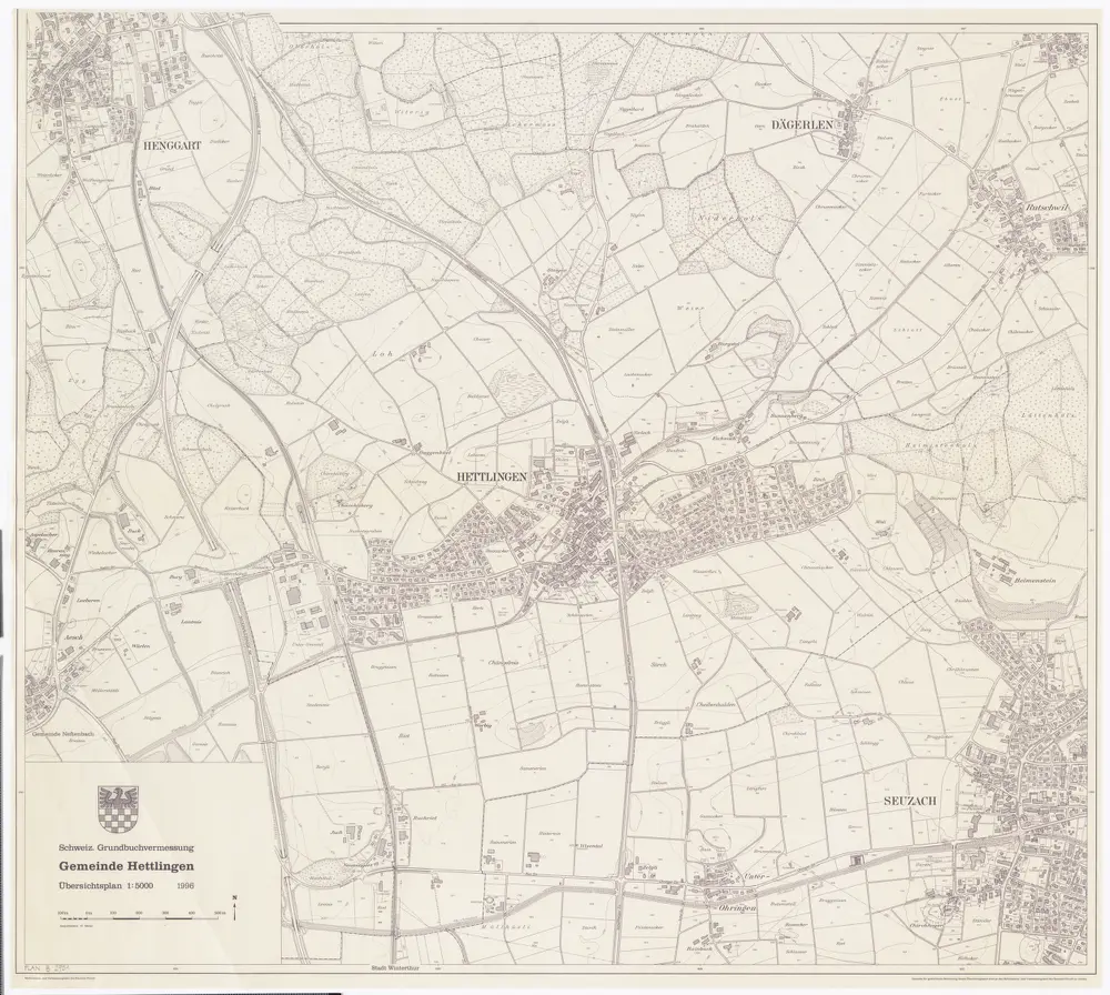 Hettlingen: Gemeinde; Übersichtsplan (Schweizerische Grundbuchvermessung)
