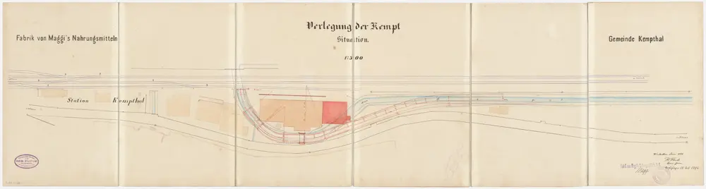 Lindau: Bei der Fabrik Maggi in Kemptthal, Verlegung der Kempt; Situationsplan