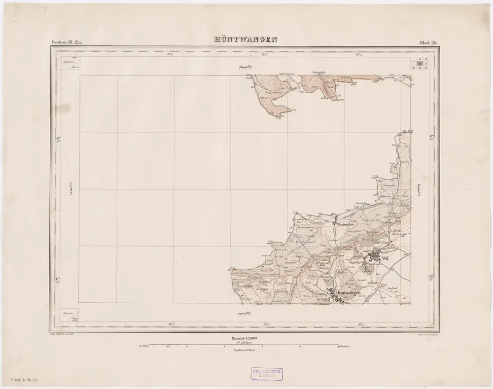 Topographischer Atlas der Schweiz (Siegfried-Karte): Den Kanton Zürich betreffende Blätter: Blatt 24: Hüntwangen (ohne deutsches Gebiet)