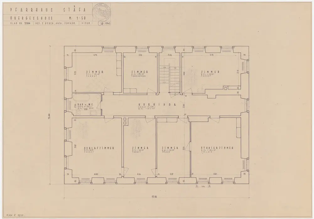 Stäfa: Pfarrhaus, 1. Stock; Grundriss