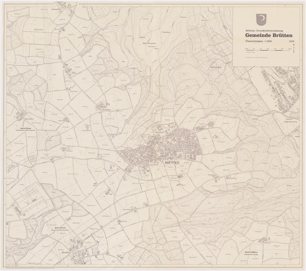 Brütten: Gemeinde; Übersichtsplan (Schweizerische Grundbuchvermessung)