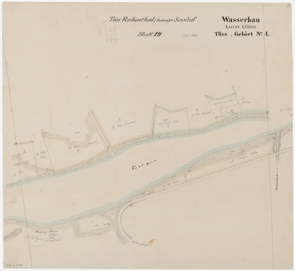 Wila, Turbenthal: Töss vom Tonniberg bis unterhalb der Einmündung des Steinenbachs; Situationsplan (Töss-Gebiet Nr. 1, Blatt 19)