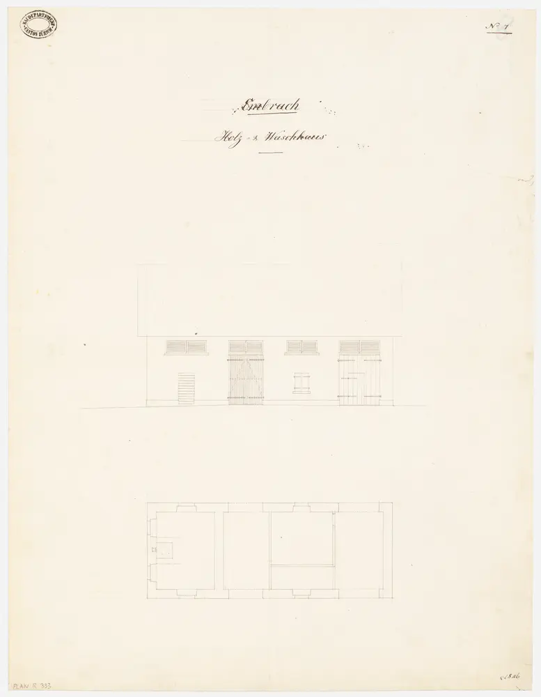 Embrach: Holz- und Waschhaus; Ansicht und Grundriss (Nr. 7)