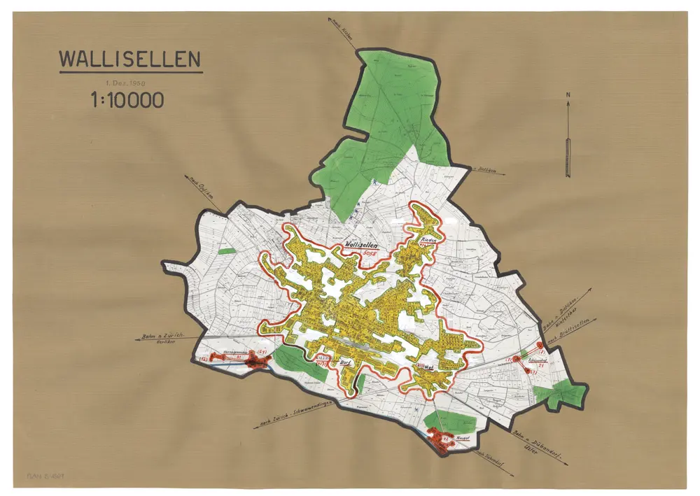 Wallisellen: Definition der Siedlungen für die eidgenössische Volkszählung am 01.12.1950; Siedlungskarte