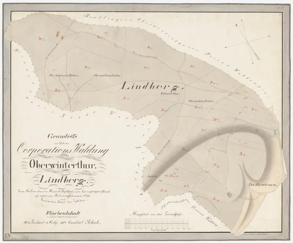 Winterthur, Oberwinterthur: Staats-, Gemeinde- und Genossenschaftwaldungen: Oberwinterthur: Genossenschaftswaldung Lindberg; Grundriss