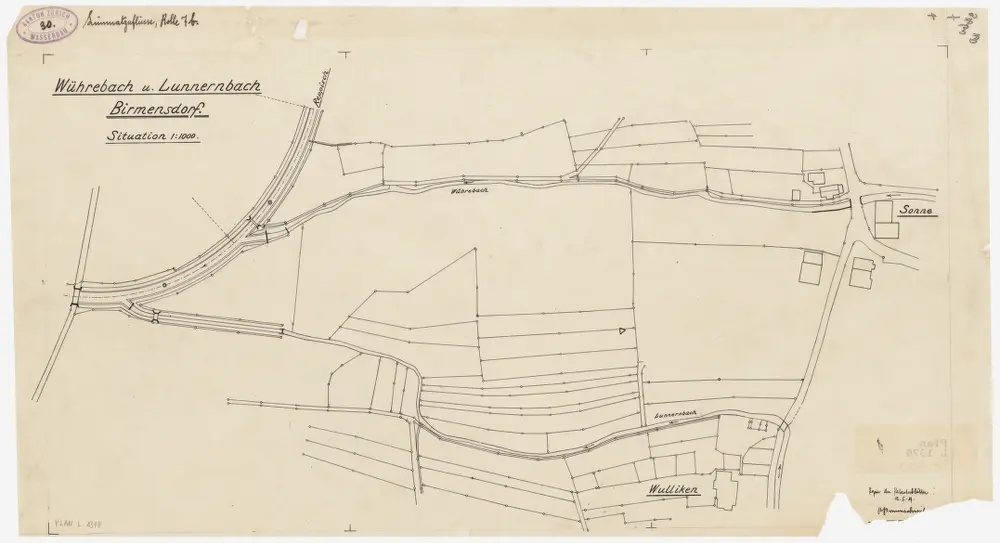 Birmensdorf: Wüeribach und Lunnerenbach; Situationsplan